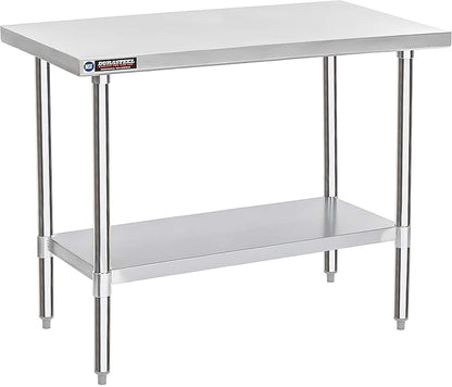 DuraSteel 24x48 Stainless Steel Work Table - NSF Commercial Prep Metal Table - Outdoor Pizza Oven Stand w/Under Shelf - Kitchen Island Laundry Utility Garage Microwave Stand Large Rolling Storage Cart