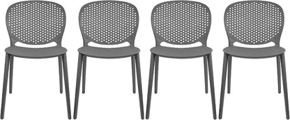 2xhome Set of 4 Patio Dining Chairs | Modern Stackable Outdoor Pool Side Chair by 2xhome