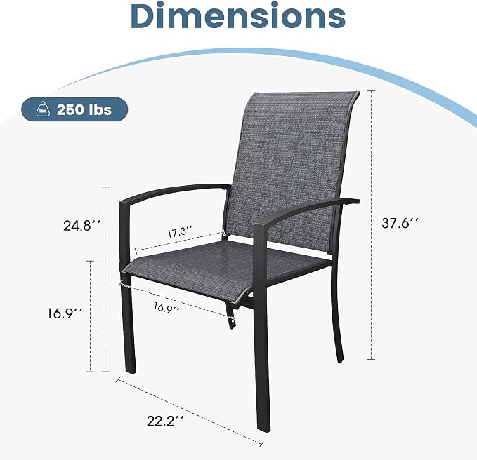 DIFY Patio Chairs Set of 4, Stackable Outdoor Dining Chairs - Image 3