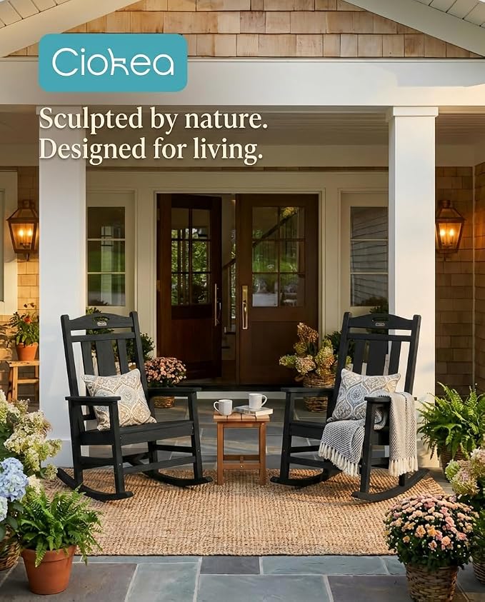 Oversized Outdoor Rocking Chairs Set of 8, 380lbs Heavy-Duty Large Patio Rocker - Image 6