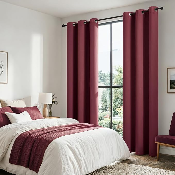 MIULEE Burgundy Red 100% Blackout Curtains - Image 6