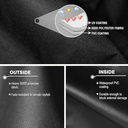 Heavy Duty BBQ Grill Cover 58 x 24 x 46 inch – 600D Polyester Waterproof, UV Fade Weather Resistant & Windproof Gas Barbeque Cover for Weber Char-Broil Brinkmann, Holland, Jenn Air, Cuisinart-Black
