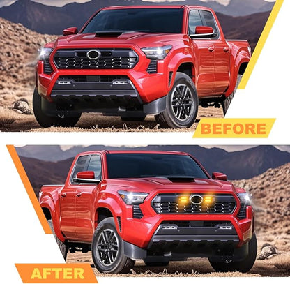 Front Grille Grill Lights for 2024 2025 Toyota Tacoma OEM Grill Led Grills Light for Tacoma Accessories Amber 4pcs(24Tacoma-Amber)