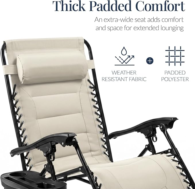Best Choice Products Oversized Padded Zero Gravity Chair, Folding Outdoor Patio - Image 4