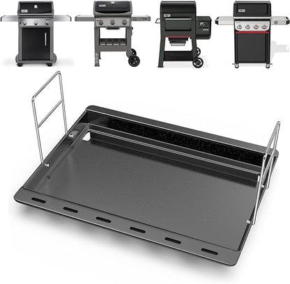 Utheer Ceramic Full-Size Griddle Insert for Weber Searwood 600/600 XL Grills and Large Spirit Series Grill, Spirit I&II 300 Series, for Weber 6787 7638– Nonstick, Easy Clean, Even Heat for Outdoor BBQ