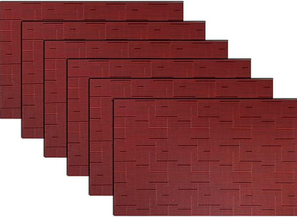 PIGCHCY Placemats,Washable Durable Woven Vinyl Placemats for Dining Table,Heat Resistant Plastic Placemats Set of 6 (18 x 12 inches,Burgundy Red)
