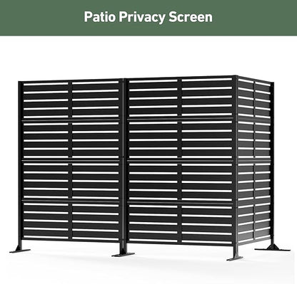 Modern Shade Metal Privacy Screen Outdoor 72" H x 48" W, Stable & Durable Privacy Fence Panels for Instant Privacy & Space Division, Freestanding Decorative Patio Screens for Outdoor, Black (3 Panel)