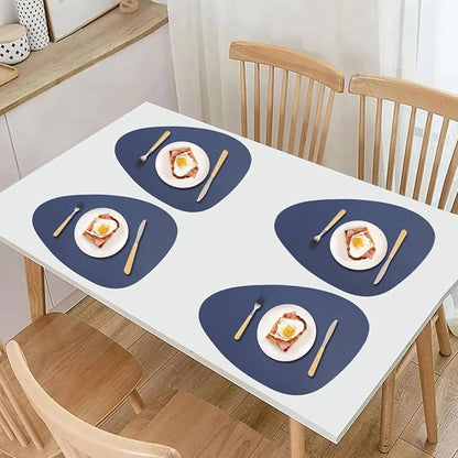 Faux Leather Placemats Set of 6 Waterproof,Round Reversible PU Placemat for Dining Table,Heat Resistant Wipeable Anti Slip Table Mats,Modern Table Protectors(Navy Blue and Yellow)