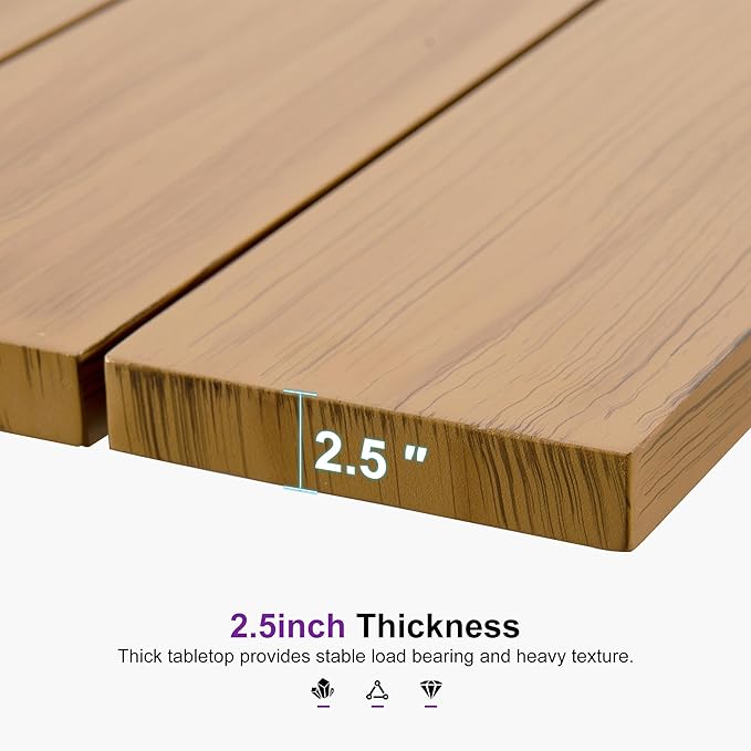 PURPLE LEAF Outdoor Dining Set for 10 All-Weather Aluminum 11 Piece Furniture Sets with Woodgrain Table and Rope Weave Chairs Included Cushions for Backyard Indoor Decor Kitchen Patio Set Teak Color