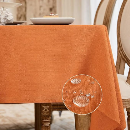 BALCONY & FALCON Rectangle Tablecloth Washable Wrinkle Resistant and Water Proof Table Cloth Decorative Linen Fabric Tablecloths for Dining Parties Kitchen Wedding and Outdoor Use (Pumpkin, 57x118)