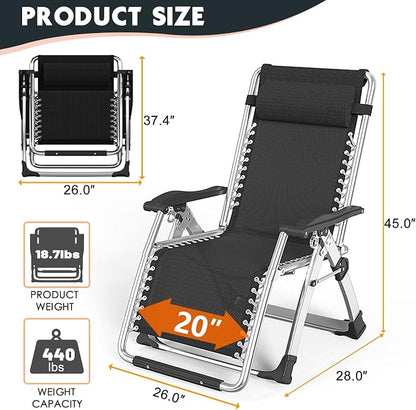 MOPHOTO Zero Gravity Chair, Outdoor Padded Lounge Chair - Image 2