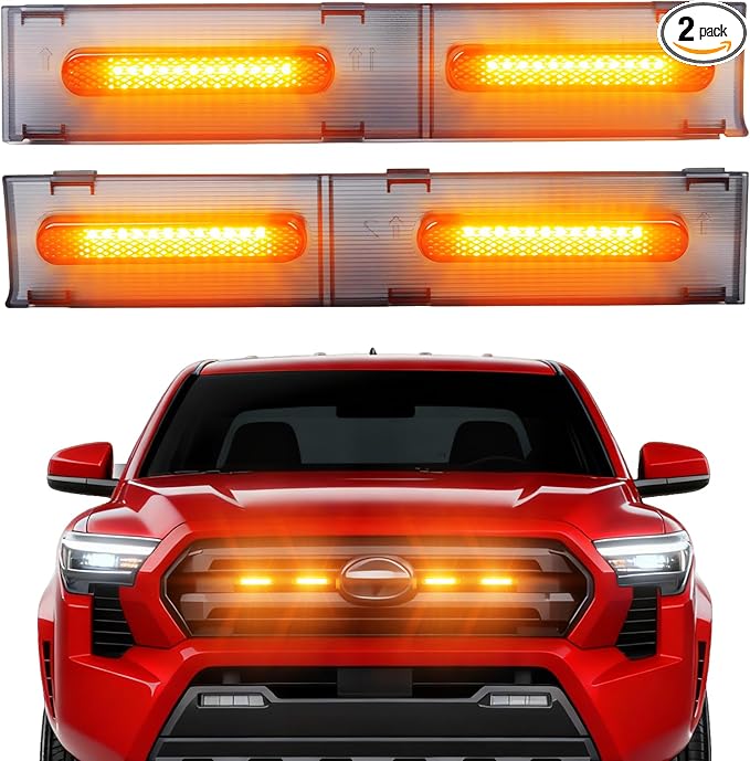 Front Grille Grill Lights for 2024 2025 Tacoma SR SR5 Led Grill Light Accessories,Amber (for SR SR5 only-LED-Amber)