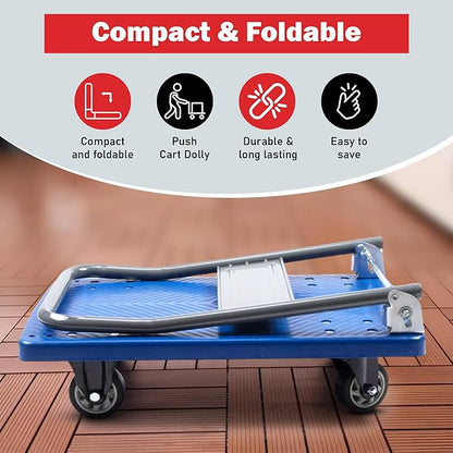 330 lbs Foldable Platform Truck Dolly with Swivel Wheels, Heavy Duty Moving Platform Hand Truck, 28 x 18 x 33.8 inches (PH150PVC)