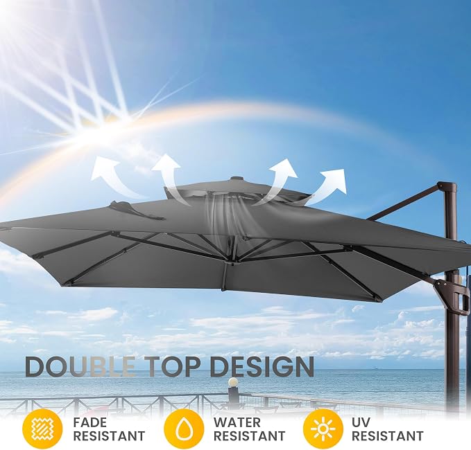 10 X 13 FT Cantilever Patio Umbrella Outdoor - Image 8