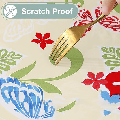 misaya Rectangle Waterproof Vinyl Table Cloth, Wipeable Tablecloth with Flannel Backing, Plastic Table Cover for Dinner, Picnic, Indoor and Outdoor (Butterfly, 54" x 78")