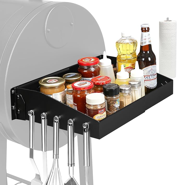 GRISUN Adjustable Grill Side Shelf - Folding Prep Table for Pit Boss 540/700FB, Camp Chef & Char Griller and Dyna-Glo