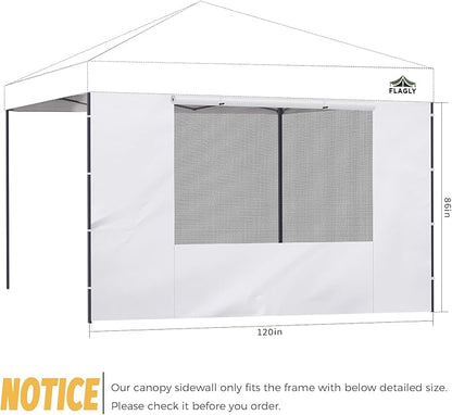 10x10 Pop Up Canopy Sidewall - 1 PC 300D Waterproof Attachable Tent Wall, Privacy Shade for Outdoor Events, Vendor Booths (Tent Not Included, with Square Mesh Window)