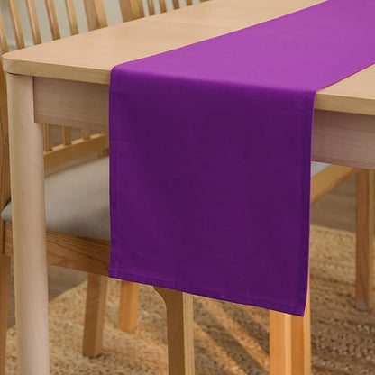 Encasa XO Table Runner 13"x104" Long | Cotton Canvas Fabric | Purple Solid Color | Machine Washable & Durable