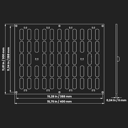 Repa Market 16" x 12" Inch (Outer Dimensions) Black Adjustable Air Vent Cover - Galvanized Steel HVAC Air Vent Register - Heating, Cooling Toe Kick Vent Cover - Wall, Ceiling Return, Intake Air Grille