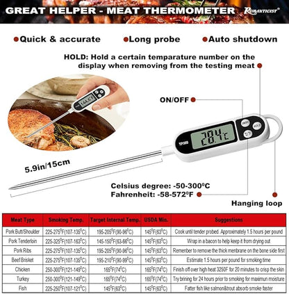 ROMANTICIST 23pcs Must-Have BBQ Grill Accessories Set with Thermometer in Case - Stainless Steel Barbecue Tool Set with 2 Grill Mats for Backyard Outdoor Camping - Father's Day Best Barbecue Gift