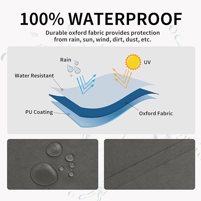 Easy-Going 100% Waterproof Outdoor Curtains 54x96 inch, Dark Grey | Windproof - Image 2