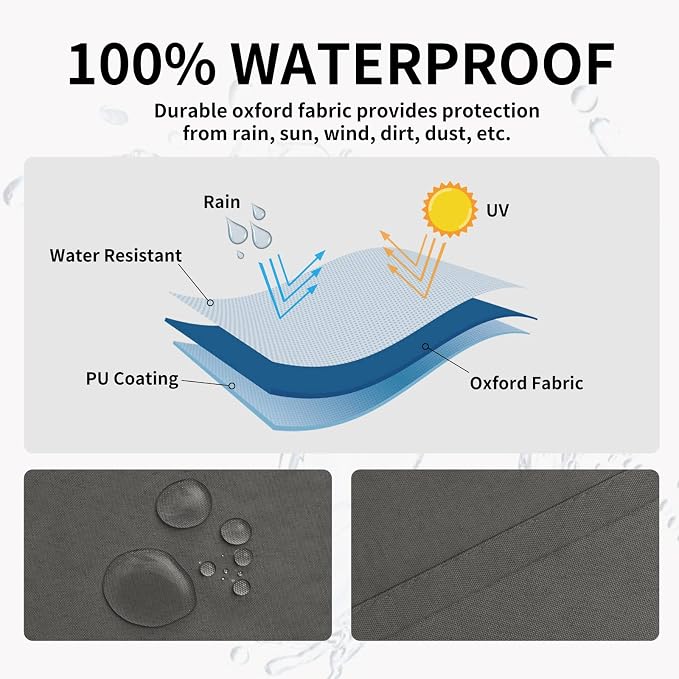 Easy-Going 100% Waterproof Outdoor Curtains 110x120 inch, Dark Grey | Windproof - Image 2