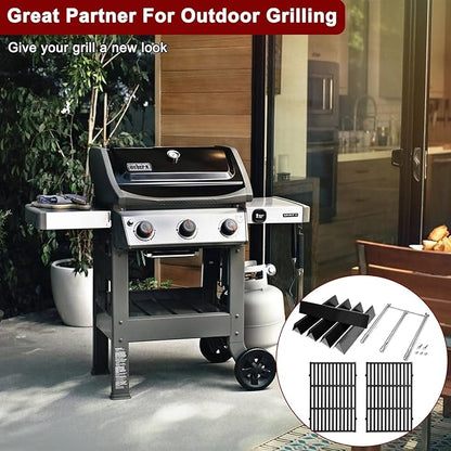 Hiorucet 7638 Grill Grates 7636 Flavorizer Bars 69787 Grill Burners for Weber Spirit I & II 300 Series with Front Mount Controls E-310 E-320 E-330 S310 S320 S330 SP310 SP320 SP330 for Weber GS4 Spirit
