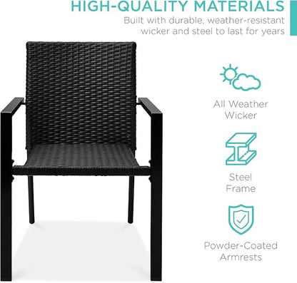 Best Choice Products Set of 2 Stackable Outdoor Wicker Dining Chairs - Image 3