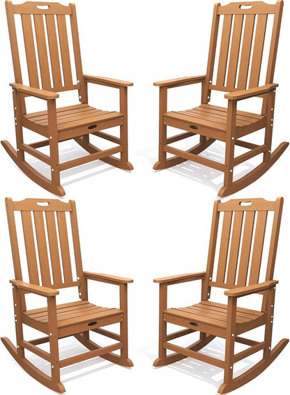 THOEOE Outdoor Rocking Chairs Set of 4, Oversized Patio Rocking Chair | HDPE by THOEOE