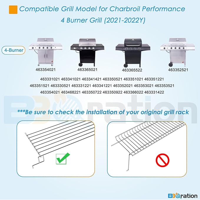 Warming Rack Grill Parts for Charbroil Performance 4 Burner 463352521 463354021 463365021 463354021 463365522, G428-0002-W1 Grill Swing Away Grid for Charbroil Grill Replacement Parts