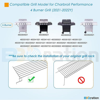 Warming Rack Grill Parts for Charbroil Performance 4 Burner 463352521 463354021 463365021 463354021 463365522, G428-0002-W1 Grill Swing Away Grid for Charbroil Grill Replacement Parts