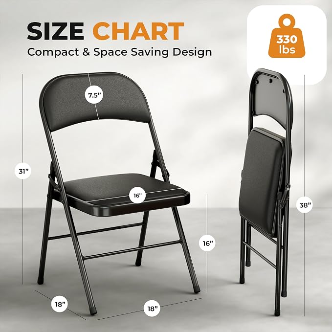 4 Pack Leather Chair | Foldable & Stackable | 350 lbs Capacity Steel Frame Seats - Image 3