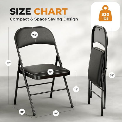 4 Pack Leather Chair | Foldable & Stackable | 350 lbs Capacity Steel Frame Seats - Image 3