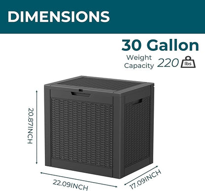 31 Gallon Outdoor Storage Box – Resin Deck Box with Lockable Lid, Waterproof Patio Furniture Storage for Tools, Garden & Yard Organization