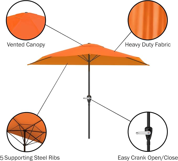 Pure Garden Half Round Patio Umbrella - Image 4