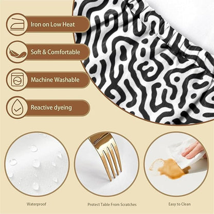 Rectangle Table Cloth Cover Waterproof Elastic Fitted Polyester Fitted Tablecloths for 4 Foot Tables for Indoor,Picnic, Camping, Outdoor （48" x 30"，Abstract Geometry）