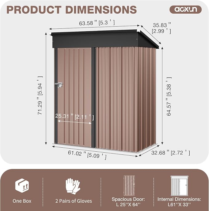 Aoxun 4.9x2.9 FT Outdoor Storage Shed - Image 2