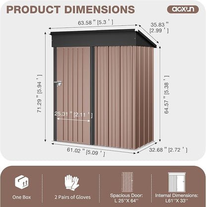 Aoxun 4.9x2.9 FT Outdoor Storage Shed - Image 2