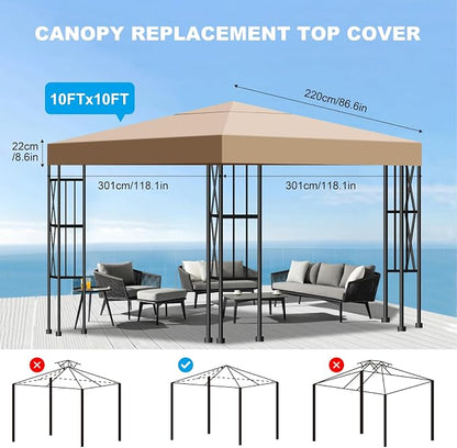 10x10 Gazebo Canopy Replacement Top, 300D High-Density Waterproof Single Layer - Image 3