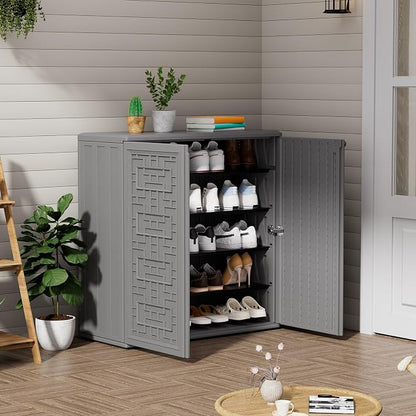 ZZM HDPE Outdoor Storage Shed, Outdoor Plastic Storage Cabinet, Horizontal - Image 5