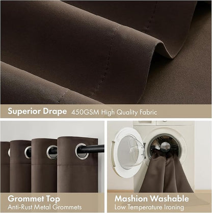 MIULEE Chocolate Brown 100% Blackout Curtains - Image 7