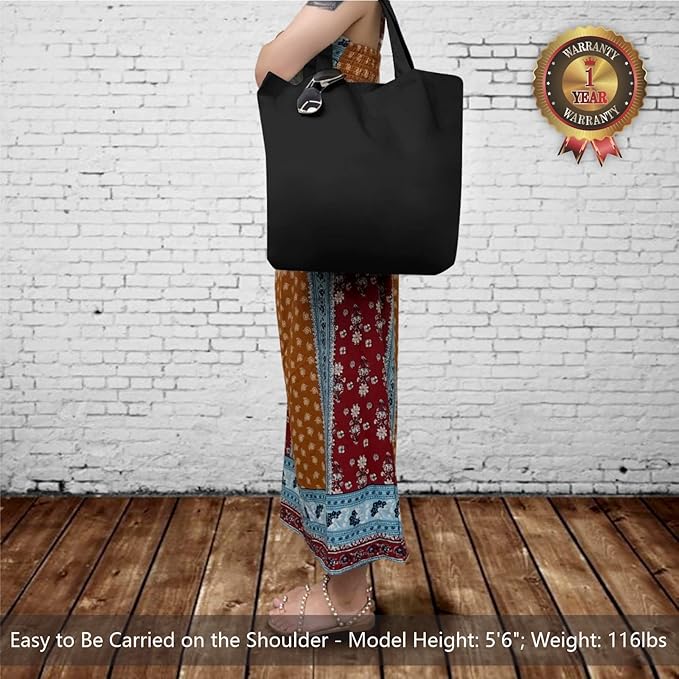 TOPDesign 6-Pack Super Strong Large 12oz Cotton Canvas Tote Bags, Reusable Grocery Shopping Cloth Bags, Fashionable Two-Tone Totes for Crafts, DIY Your Creative Designs