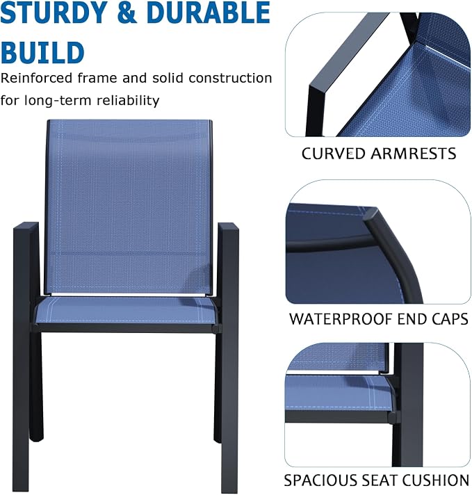 Outdoor Patio Chairs Set of 6, Lightweight Patio Set - Image 5