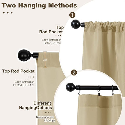 HolidayIdeas Rod Pocket Outdoor Patio Curtains Waterproof 6 Pcs 54x120 Inch- Protect Privacy & Weatherproof Balcony Outdoor Curtains for Apartments,Porch, Gazebo, Pergola, Sliding Glass Door, Cream