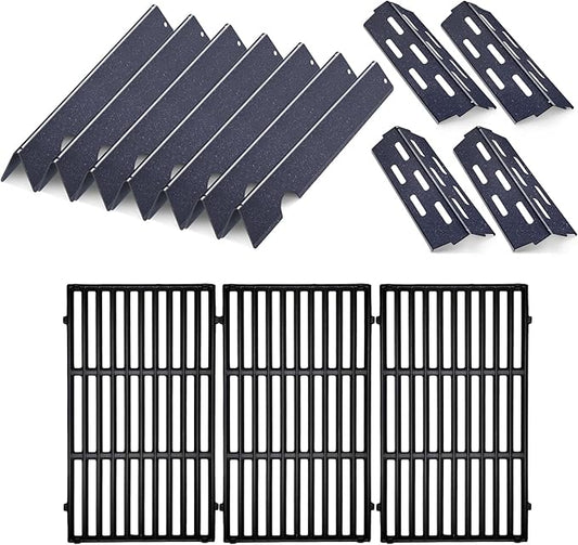 Cast Iron Grill Grates Flavorizer Bars Parts for Weber Genesis 2 E-410, S-410, Genesis II LX E-440, S-440, Weber 66089, 66097, 66041, 66033, 66796, Porcelain Steel Flavor Bars Heat Deflectors