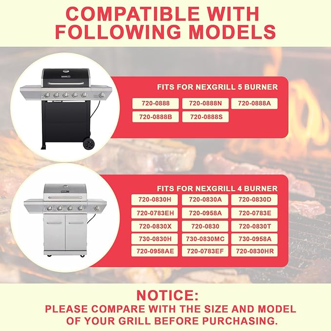 DcYourHome Grill Parts Kit for Nexgrill 5 Burner 720-0888N 720-0888A 720-0888 720-0882D, Grill Grates Heat Plates for Nexgrill 4 Burner 720-0830H 720-0830A 730-0830H 720-0783E Replacement Parts