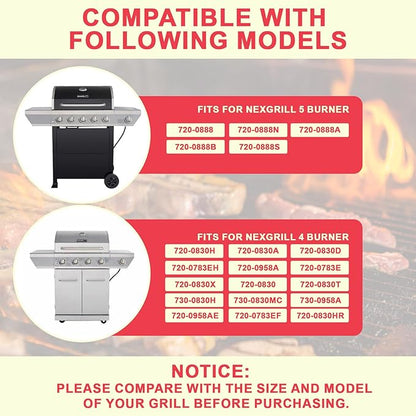 DcYourHome Grill Parts Kit for Nexgrill 5 Burner 720-0888N 720-0888A 720-0888 720-0882D, Grill Grates Heat Plates for Nexgrill 4 Burner 720-0830H 720-0830A 730-0830H 720-0783E Replacement Parts