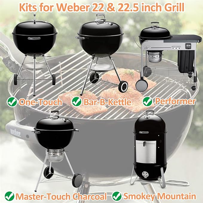 AJinTeby Heavy Duty Plated Steel Hinged Cooking Grate and Lower Grate, Charcoal Grate for Weber 22 inch/ 22.5" Charcoal Grills, Smokey Mountain Cooker (7436+85041+63014)