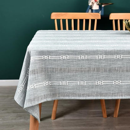 Heavy Duty Cotton Table Cloth for Rectangle Table Rectangular Farmhouse Vintage Tablecloth Washable Rustic Table Cover (Gray, Rectangle, 52''x120'', 10-12 Seats)