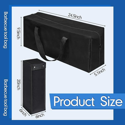 Amylove 2 Sizes Grill Utensil Storage BBQ Tool Bag Foldable Oxford Grilling Carry Bag Waterproof Grill Utensil Holder Outdoor BBQ Accessories Picnic Cooking Tools for Camp Barbecue(Routine)
